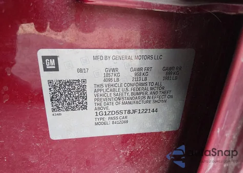 2018 Chevrolet Malibu Lt z USA, uszkodzony, nr VIN 1G1ZD5ST8JF122144